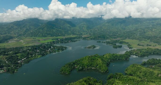Mountain with lake and forest. Lake Sebu in South Cotabato, Philippines. Mindanao.