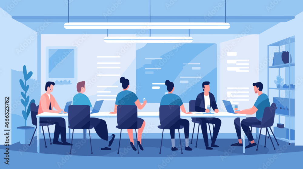 Wall mural concept vector illustration of business meeting.