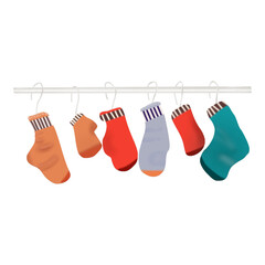 christmas socks hanging on a clothesline