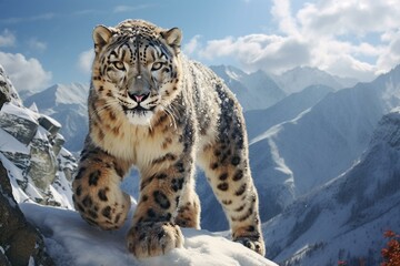A snow leopard found in the Himalayas. Generative AI