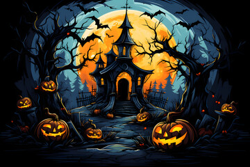 Fototapeta premium Spooky Halloween Clip Art Collection