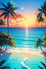 Sunset Serenity: Beach Phone Background Generative AI