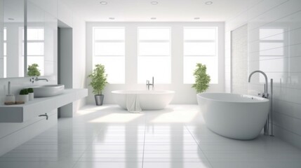 Fototapeta na wymiar Modern bathroom interior light key background generative ai