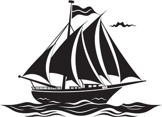 Nautical Noir Tranquility Boat Vector Magic Silhouetted Vessel Beauty Vector Elegance