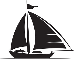 Nocturnal Waves Black Boat Silhouette Seafaring Serenity Vector Boat Mastery