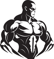 Elegance in Monochrome Black Vector Titan Artistry of Iron Bodybuilder Silhouette Vector