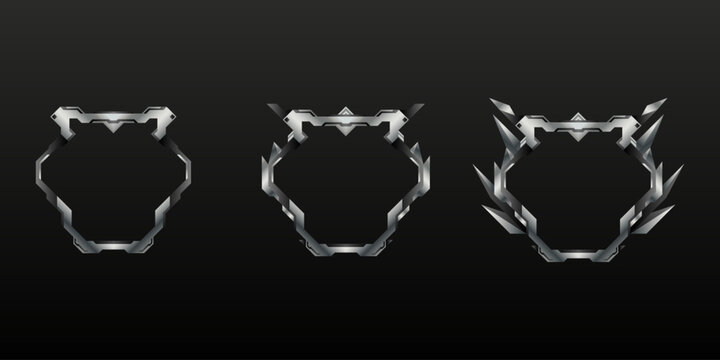 Futuristic Black and Silver Border Game Avatar Banner Abstract Style Frame Template for Game UI Design