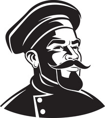 Obraz premium A Chefs Signature Dish Culinary Vector Art Savoring the Flavors Monochrome Chefs Mastery