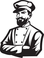 Culinary Elegance Monochrome Chef Vector Portrait Flavors in Black and White Gourmet Vector Art