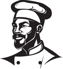 Taste the Symphony Chef Vector in Black and White The Culinary Canvas Monochrome Vector Craft