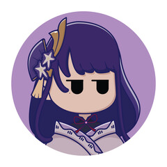 vector illustration japanese cartoon with purple hair chibi style