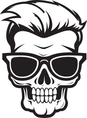 Groovy Charm Black Skullhead in Monochrome Monochrome Vibe Funky Vector Skull Art