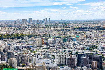 Obraz premium 青空と雲と東京のビル群
