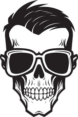 Slick and Cool Funky Monochrome Skullhead Artistry Sculpted Serenade Urban Attitude in Black Skull Vector
