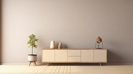 Simple minimal cabinet interior wall mockup generative ai