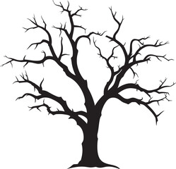 Silent Solitude A Dead Trees Legacy in Black Vector Natures Farewell Monochromatic Depiction of a Lifeless Tree