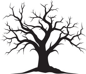 Timeless Solitude Monochromatic Tribute to a Lifeless Tree Withered Majesty Silent Artistry of a Dead Tree in Vector