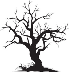 Withered Majesty Silent Artistry of a Dead Tree in Vector Shadows of Decay Depiction of a Lifeless Tree in Black