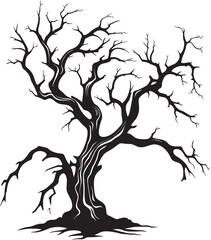 Whispers of Time Black Vector Depiction of a Lifeless Tree Lingering Shadows Monochrome Elegy for a Dead Trees End