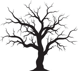 Eternal Rest Monochromatic Farewell to a Dead Tree Withered Elegance A Silent Vector Depiction of Natures End