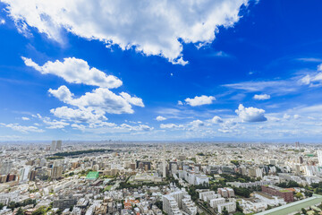 Obraz premium 青空と雲と東京のビル群