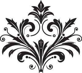 Ornate Heritage Black Decorative Florals with Royal Flair in Vector Opulent Artistry Royal Vector Depiction of Monochrome Decorative Craft