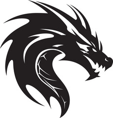 Mystical Guardian Monochrome Dragons Vector Form Inferno Unleashed Black Vector Dragons Power and Grace