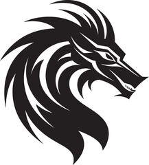 Mystical Roar Monochrome Vector Power of the Dragon Serpentine Majesty Black Vector with Elegance of the Monochromatic Dragon