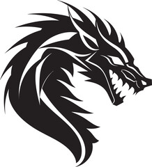 Fierce Elegance Monochrome Vector Art of the Inky Dragon Inky Dragons Roar Black Vector Fiery Power and Grace