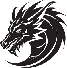 Shadowy Beast Black Vector Majesty of the Dragon in All Its Glory Mythical Power Monochrome Vector Charm of the Dragon