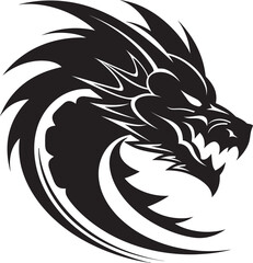 Midnight Sovereign Black Vector with Eerie Majesty of the Dragon Black Serpents Reign Monochrome Vector of the Dragons Power