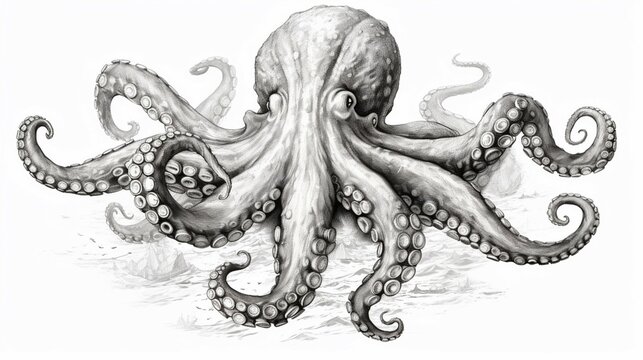 Tentacles of an octopus Hand drawn generative ai