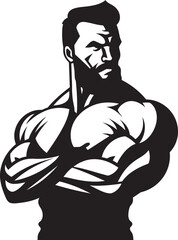 Flexing Glory Black Vector Artwork of Muscular Triumph Mighty Muscles Monochrome Tribute to Bodybuilders Power in Vector