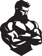 Iron Determination Black Vector Depiction of Bodybuilding Dominance Pinnacle of Power Monochrome Tribute to Flexing Artistry in Vector