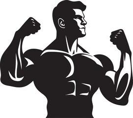 Bulging Biceps Monochrome Vector Display of Flexing Achievement Sculpted Success Black Vector of Bodybuilders Prowess