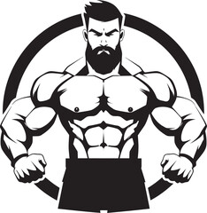 Mighty Muscles Monochromatic Vector of Bodybuilders Muscular Triumph Iron Determination Black Vector Depiction of Flexing Power