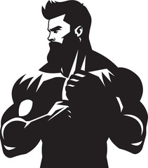 Mighty Muscles Monochrome Vector Showcase of Power Epic Flex Black Vector of Dominant Bodybuilding Form