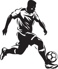 Naklejka premium End Zone Elegance Black Vector Art of the Athlete Running for Victory Monochromatic Football Player Display