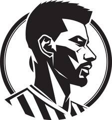 Champions in Action Black Vector Portrait of the Athlete Game Day Grit Monochrome Vector Depiction of Football Greatness