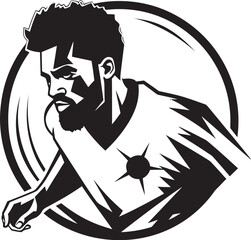 Football Fusion Monochromatic Vector Display of Players Power Rise to Glory Black Vector Depiction of a Gridiron Star