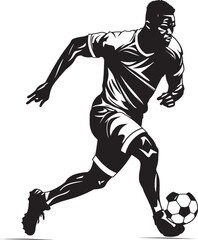 Fototapeta premium Running for Victory Black Vector Display of Athletic Artistry Kickoff Kings Monochromatic Vector Depiction of Touchdown Power