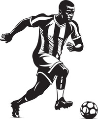 Chasing Victory Monochromatic Vector Depiction of Athletic Grace Field of Dreams Black Vector Tribute to the Winning Player