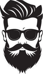 Café Culture Monochromatic Vector of Bearded Sophistication Retro Rendezvous Black Vector Portrait of Hipster Charm