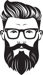 Vintage Appeal Monochromatic Vector Tribute to Bearded Style Brewery Brio Black Vector Depiction of Hipster Craft