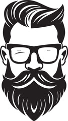 Artistic Edge Black Vector Portrait of Bearded Vibe Urban Wanderlust Monochrome Vector Showcasing Retro Charm