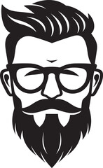 Obraz premium Whiskered Nomad Monochromatic Vector Art Celebrating Indie Icon Artistic Edge Black Vector Portrait of Bearded Vibe