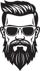 Indie Icon Black Vector Art Celebrating Artistic Rebellion Lumbersexual Chic Monochromatic Vector Portrait of Bearded Flair