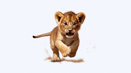 Obraz premium Illustration of a baby lion against white background.Generative AI