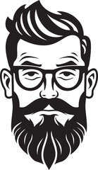 Trendy Beard Black Vector Portrait of Hipster Charisma Beard Enthusiast Monochromatic Vector Tribute to Artisanal Vibes