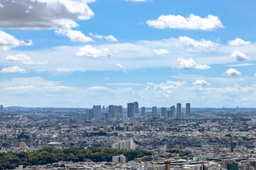Fototapeta na wymiar 青空と雲と東京のビル群